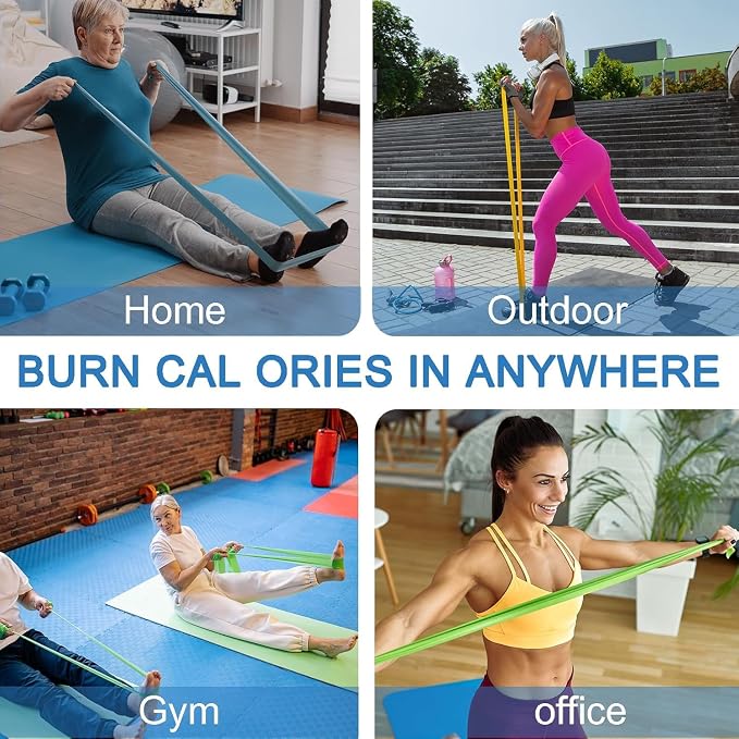 Resistance Bands for Working Out, Physical Therapy, Exercise, Pilates, Yoga | Latex-Free Stretch Bands for Women or Men, Elastic Exercise Bands Set for Stretching, fitness, Rehab, Workout, Gym and Home