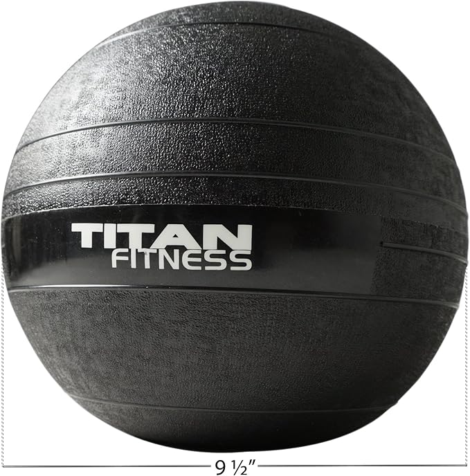 Titan Fitness Rubber Slam Ball, Dead Weight Ball Absorbs Impact, Minimal Bounce, Textured Surface for Strength and Conditioning, Cardio Workouts, Full Body Workout