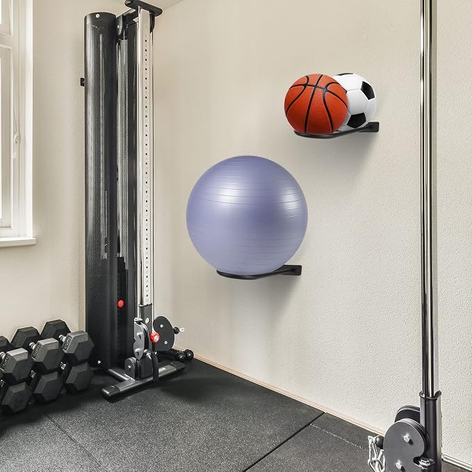 Medicine Ball Rack - Wall Mount Stability Ball Storage Rack(1 Black)