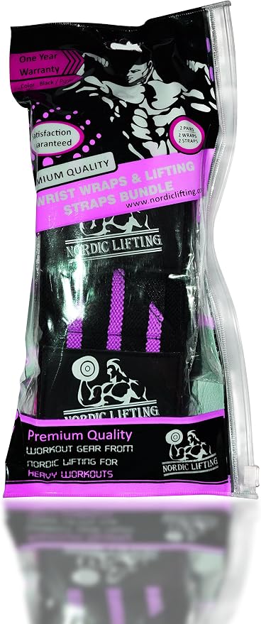 Wrist Wraps + Lifting Straps Bundle (2 Pairs) for Weightlifting, Cross Training, Workout, Gym, Powerlifting, Bodybuilding - Support for Men/Women, Avoid Injury During Weight Lifting