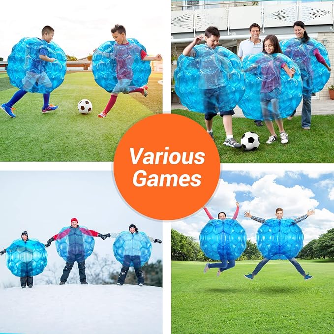 Theefun 2 Pack Bumper Balls: 36-inch Inflatable Sumo Ball Durable PVC Body Bubble Soccer - Giant Human Hamster Knocker Body Zorb Ball for Kids and Adults Physical Outdoor Toys, Blue