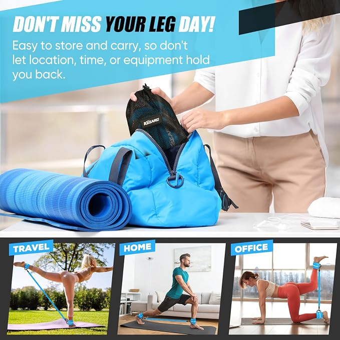 KUZARO Ankle Resistance Bands with Cuffs, Ankle Weights Bands for Working Out, Women Leg and Glutes Workout Equipment, Exercise Bands for Kickbacks, Butt and Booty Trainer, Home Gym Fitness Equipment