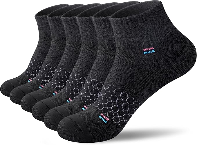 IRAMY Light Compression Socks for Women Arch Support Athletic Cushioned Anti-Blister Comfort Running Ankle Socks 3/5 Pairs