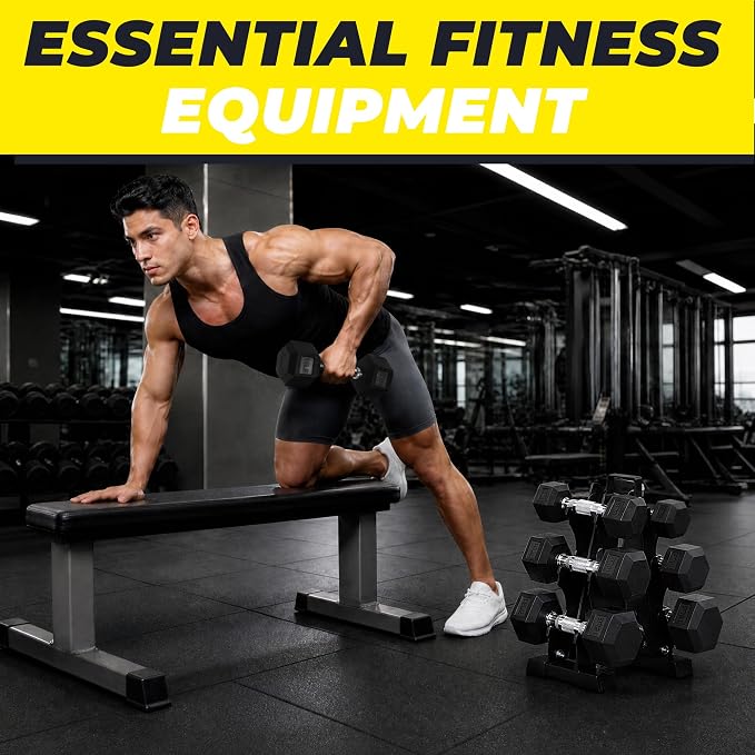 Hulkfit 60-550 lb Dumbbell Set, Rubber Coated Hex Dumbbells, Weights Dumbbells Set for Home Gym Training, Hand Weights for Women & Men