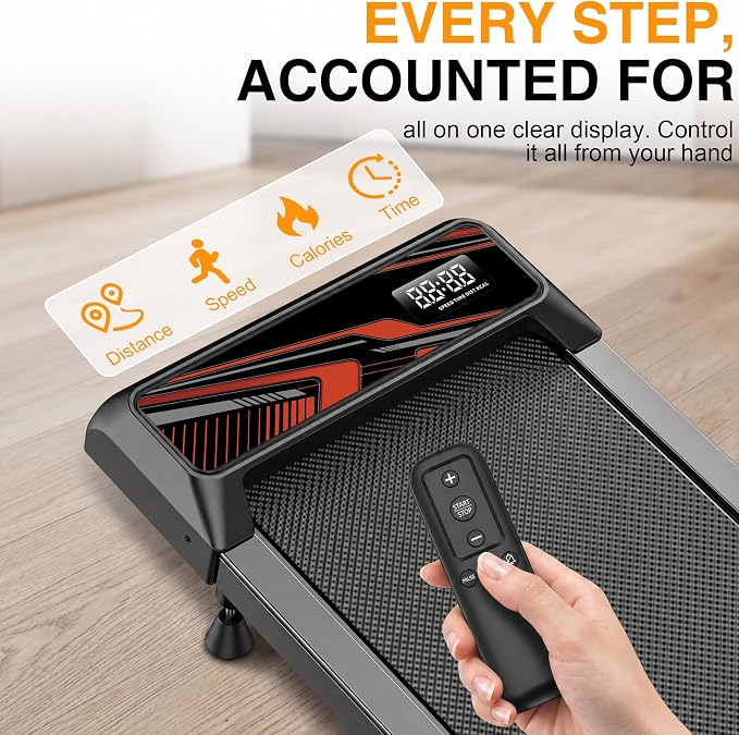 RJOP 2.5HP Walking Mat with Incline Pad, Under Desk Treadmill for Home Gym | Walking Running Pad with Remote, 3 in 1 Low Noise Small Mini Portable Treadmill with LED Screen, 270lbs Capacity