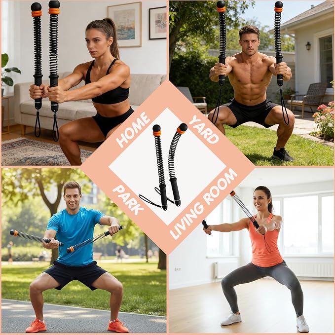Portable Ropeless Battle Ropes | Adjustable Weights Cordless Battle Ropes for, Workout Ropes for HIIT, No-Jump Training & Full-Body Exercise for Men & Women