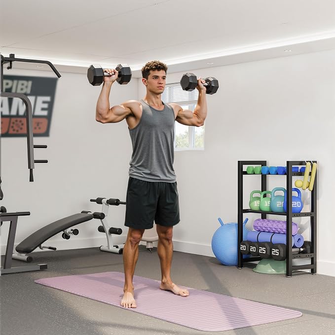 Dumbbell Rack 3-Tier 20 IN Length Adjustable Weight Rack For Home Gym Dumbbells Kettlebell (Rack Only)