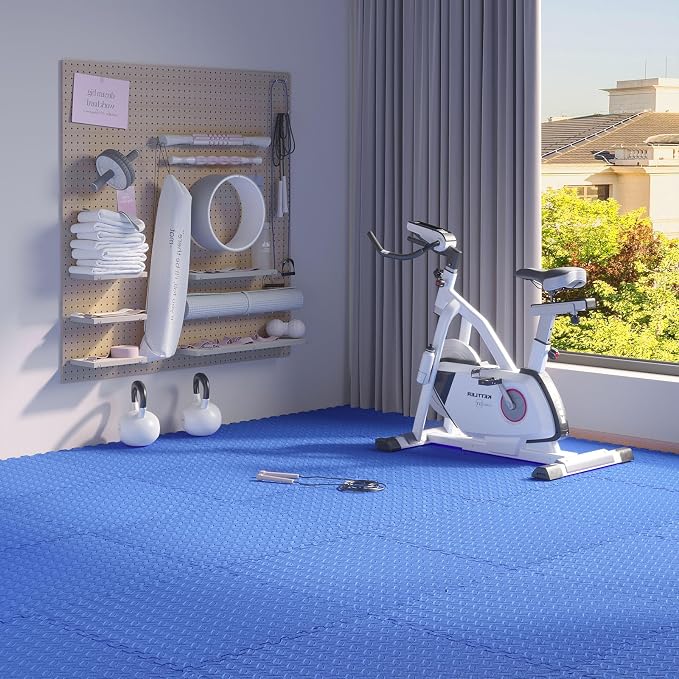 36 Pack 144 sqft Home Gym Mat, Puzzle Exercise Mat, EVA Interlocking Foam Floor Tiles for Home Workout Equipment and Kids' Play Areas -, 24 in x 24 in x ½ in, Blue 36 Tiles