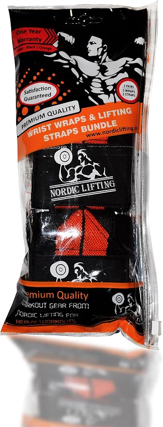Wrist Wraps + Lifting Straps Bundle (2 Pairs) for Weightlifting, Cross Training, Workout, Gym, Powerlifting, Bodybuilding - Support for Men/Women, Avoid Injury During Weight Lifting