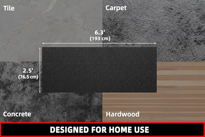 GymCope Treadmill Mat for Hardwood Floor Carpet 7'x3'/6'x3'/6'x2.5'/4'x2' | 6mm Thick Exercise Equipment Gym Mat, Compatible with Peloton Bike, Indoor Spin Bike, Elliptical