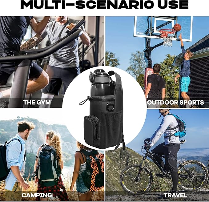 JACZZO Magnetic Gym Bag, Magnetic Water Bottle Holder & Small Gym Bag, Gym Gifts for Women and Men (Black, <40 OZ)