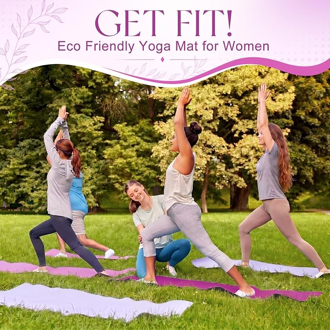 Funtery 3 mm Thin Yoga Mats Bulk, 68 x 24 Inches Lightweight PVC Exercise Mats Non Slip Workout Fitness Pads for Yoga Pilates Stretching Classes Gym Home Studio