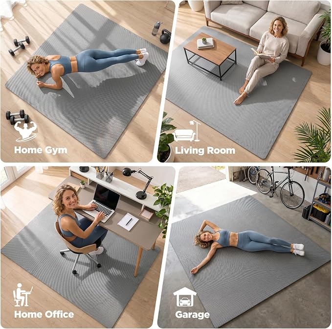 AIRHOP 18 PCS Gym Floor Mat, EVA Foam Puzzle Gym Mat, High-Density Interlocking Foam Floor Tiles for Home Gym, Play Workout Garage Kitchen Flooring 12.6"x12.6"x0.4"