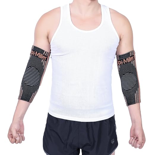 Doc Miller Elbow Compression Sleeves for Tendonitis, Women & Men, 1 Pair | Compression support, Arm Brace, Tennis Injuries, Bursitis Relief, Tendon Care, Active Use, Sports & Recovery