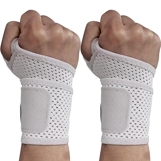 2 Pack Ultra-Thin Mesh Wrist Brace - Breathable Compression Wrist Support for Workouts & Daily Use - Adjustable Wrist Strap - Unisex Wrist Brace for Pain Relief, Tendonitis, Carpal Tunnel (Gray)
