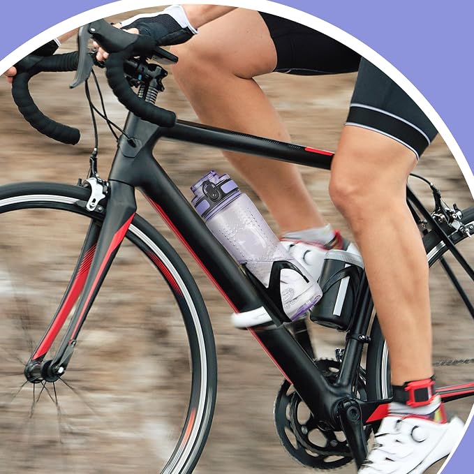 OLDLEY 25 oz Water Bottle, Motivational Water Bottle with Time Marker, Sports Water Bottle With Strap, Leakproof & BPA Free Large Water Bottles for School, Gym, Travel, Outdoor, Transparent Purple