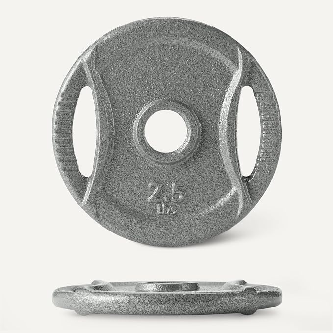 Amazon Basics 1-Inch Grip Weight Plates, Cast Iron, Strength Training, Home Gym