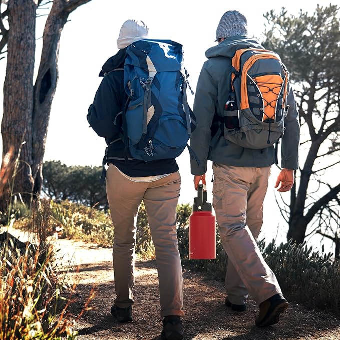 WATERSY 2/3 Gallon Water Bottle Insulated(Cold for 48 Hrs),BPA Free&Leak Proof,87oz Stainless Steel Water Jug/Flask,Big thermo,Large Water Bottle with Handle for Gym,Hiking,Camping,Red