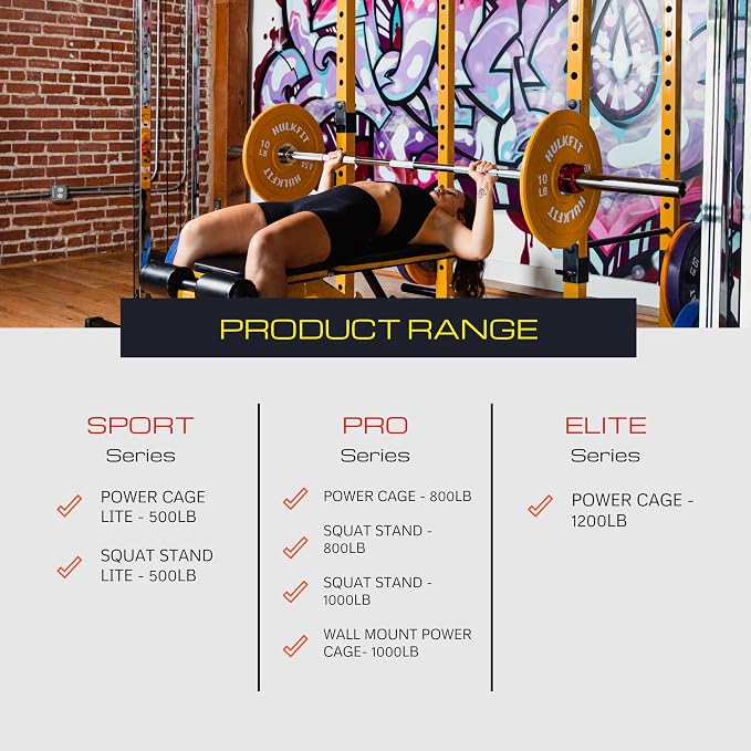 HulkFit Power Rack, Multi-Function Squat Rack with LAT Pull Down, Power Cage with Pulley System, Strength Training Home Gym Equipment with Workout Equipment Attachments, Cable Machine for Home Gym