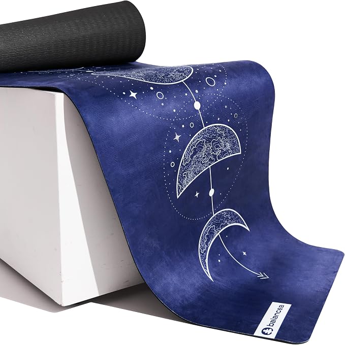 Yoga Mat With Strap 5mm Non Slip Suede & TPE - Eco-Friendly Fitness & Exercise Mat for Home Gym, Pilates, Hot Yoga, and Meditation - Lightweight Durable 72 x 24 inch Workout Mat for Women, Men