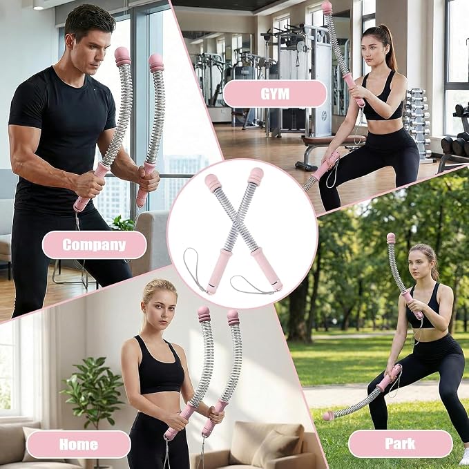 Ropeless Battle Ropes with Wristband, Adjustable Workout Equipment for Home Gym,Cordless Battle Ropes for Full-Body Training,HIIT,Cardio & Muscle Training for Women & Fitness Enthusiasts (Pink)