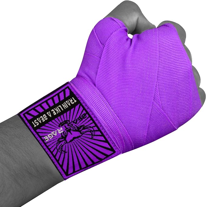 BEAST RAGE Boxing Hand Wraps for MMA Kickboxing Wrist Wraps Professional Adult 180" Semi-Elastic Martial Arts Inner Gloves Heavy Bag Handwraps Muay Thai Thumb Straps