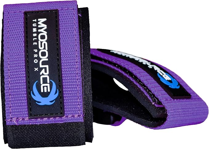 Tumble Pro X Ankle Straps Kit – Cheerleading Standing Tumbling Equipment, Gymnastics Backhandspring Trainer – Includes Flexibility Stunt Stretch Strap – Blue, Pink, Purple
