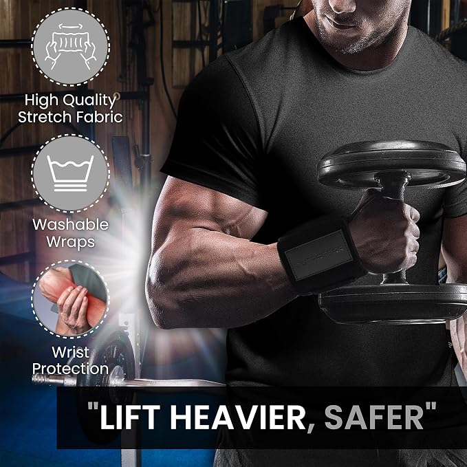18" OG-Grade Wrist Wraps for Weightlifting – Heavy Duty Wrist Support with Thumb Loop & Lockdown Strap – Wrist Straps for Powerlifting, Bench Press & Gym Training