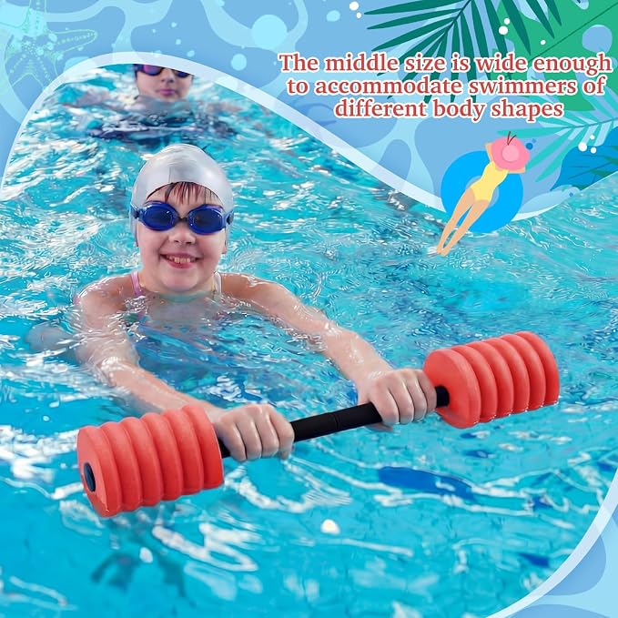 Soulchen Long Aquatic Exercise Dumbbells Pool Exercise Foam Water Weights Dumbbell Aquatic Pool Barbells with High Density EVA Foam for Swim Water Aerobics Workouts Loss