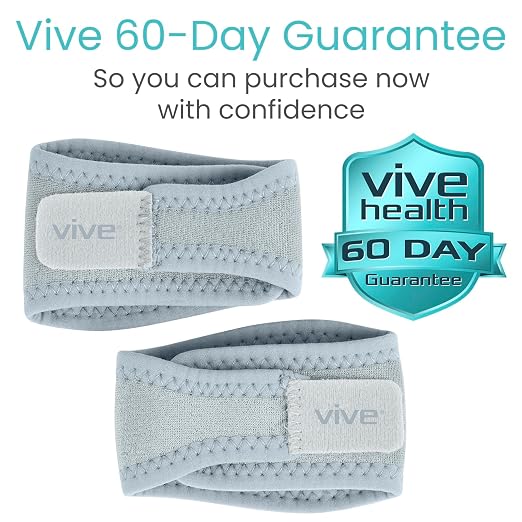 Vive Foot Arch Support Brace (Pair) - Wrap Corrector for Flat Feet, Plantar | Fasciitis, Pain Relief, Fallen Arches - Compression Sleeve Strap, Gel Bands Inserts for Women & Men, Wear Under Socks (Gray)