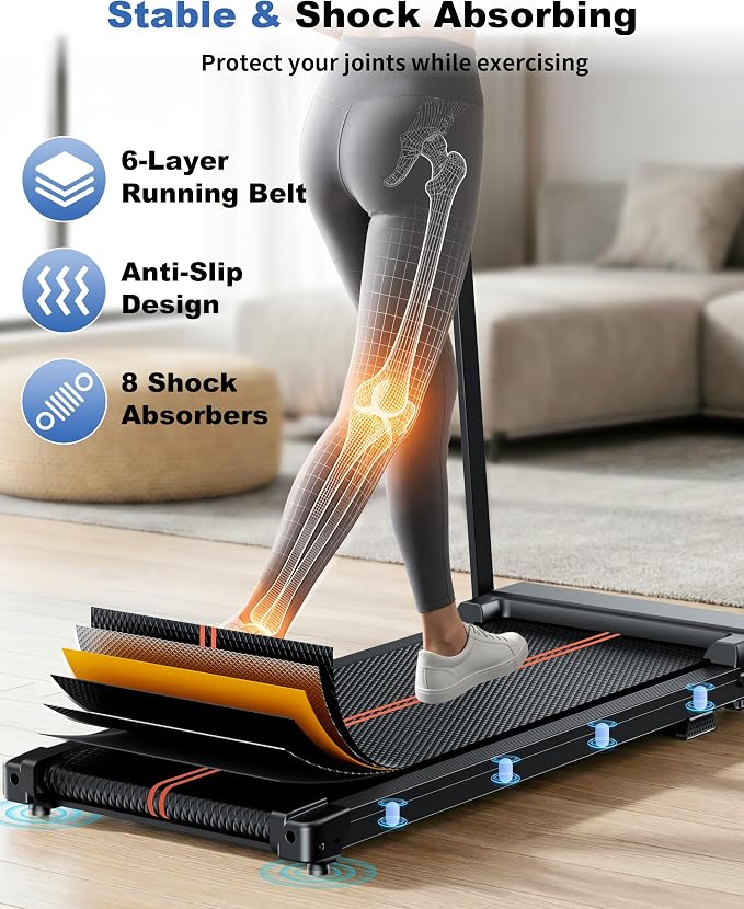 Treadmills for Home Walking Pad - Foldable Treadmill Under Desk with Handle Bar 0.6-6.2 MPH Portable Folding Pads Compact Running Machine Quiet Lightweight | Under Desk, 0.6-6.2 MPH, Portable Folding, Compact Running Machine, Quiet Lightweight