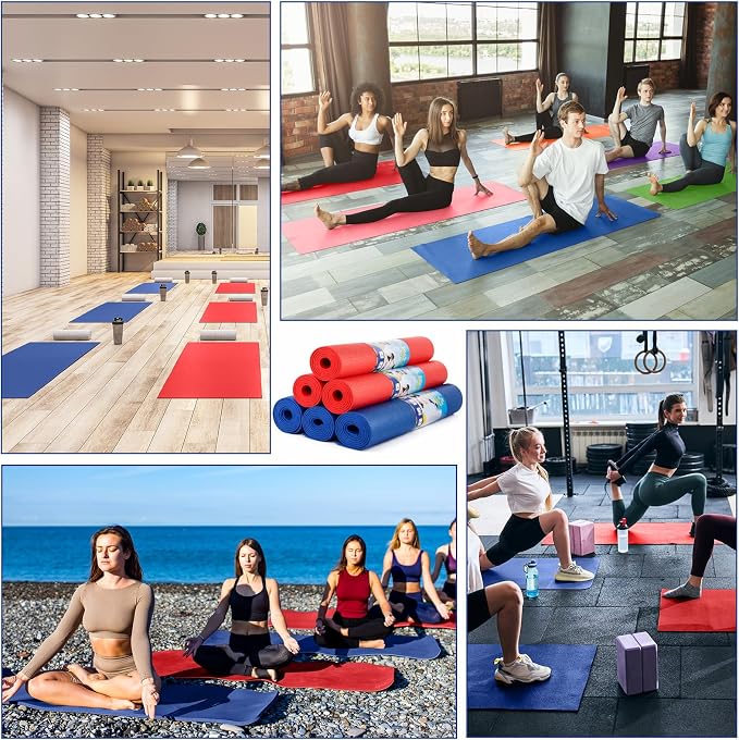Amylove 12 Pieces Yoga Mats Bulk 68x24x0.12 Inch Exercise Non Slip Fitness Workout Mats for Women Men Home Workout Gym Yoga