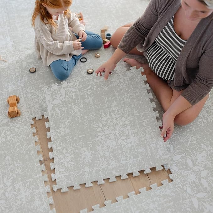Little Landings Baby Play Mat for Floor - Eden (6x8ft) - Premium EVA Foam Play Mat for Babies & Toddlers (Ages 0-5+) - Non-Toxic Playmat for Tummy Time, Crawling & Playroom - Stylish & Comfortable