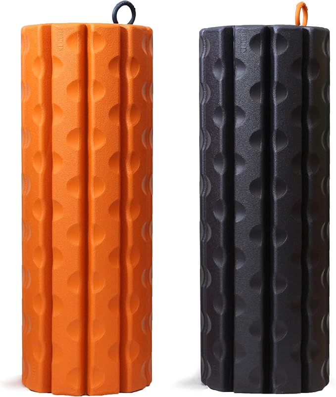 Brazyn Morph Foam Roller: Collapsible Travel Foam Roller for Back Pain Relief, Workout Muscle Recovery, Back Massager, Deep Tissue Leg Massage, Back Cracker (Sunset Orange, Traditional)