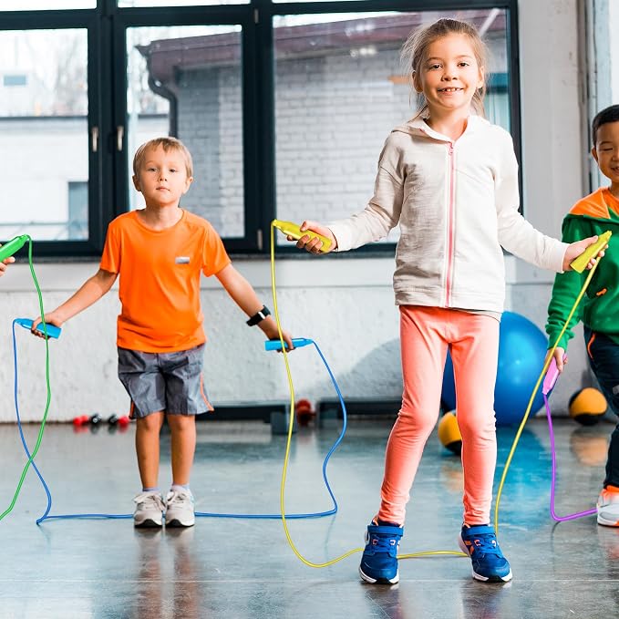 100 Pack PVC Kids Jump Rope, Adjustable Skipping Ropes Bulk for PE Events | 6.56 Ft, Tangle-Free Skipping Rope, Soft Plastic Jump Rope, Comfortable Grip, Team Games, Carnival Prize, Classroom Supplies