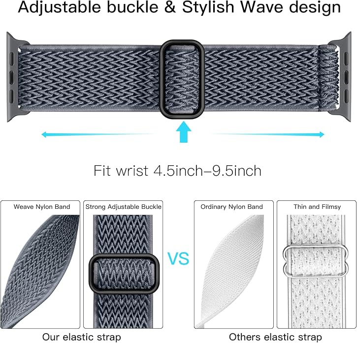 Lerobo Stretchy Nylon Solo Loop Band, Compatible with Apple Watch Series 11 10 9 8 7 6 5 4 3 SE3/2/1 Ultra3/2/1, Adjustable Strap for iwatch Band 44mm 45mm 46mm 49mm 42mm 40mm 41mm 38mm for Women Men