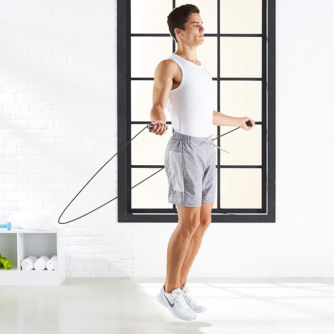 Amazon Basics Jump Rope for Exercise, Cardio and Home Workout, Length Adjustable, 118 Inches