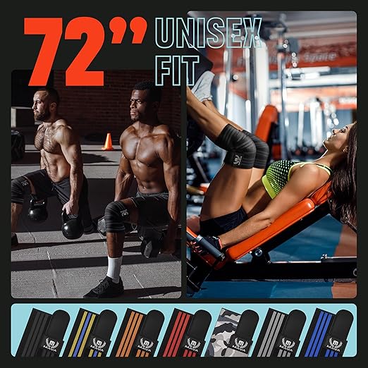 Mava Sports Knee Wraps (Pair) for Men & Women | Ideal for Cross Training, WODs, Gym Workouts, Weightlifting, Fitness & Powerlifting | Knee Straps for Squats | 72" Compression & Elastic Support