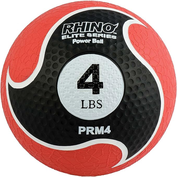 Champion Sports Rhino Elite Medicine Ball – Textured Surface, Superior Grip, Hollow Synthetic Rubber for Consistent Bounce & Durability, Multiple Weights & Colors - Optional Rebounder Sold Separately