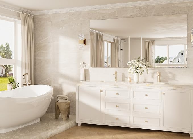 72x36 Frameless Bathroom Vanity Mirrors for Over Sink, Modern Rectangle Bathroom Mirrors for Wall with Polished Edge Shatterproof Decorative Mirror for Bedroom, Living Room, Entryway