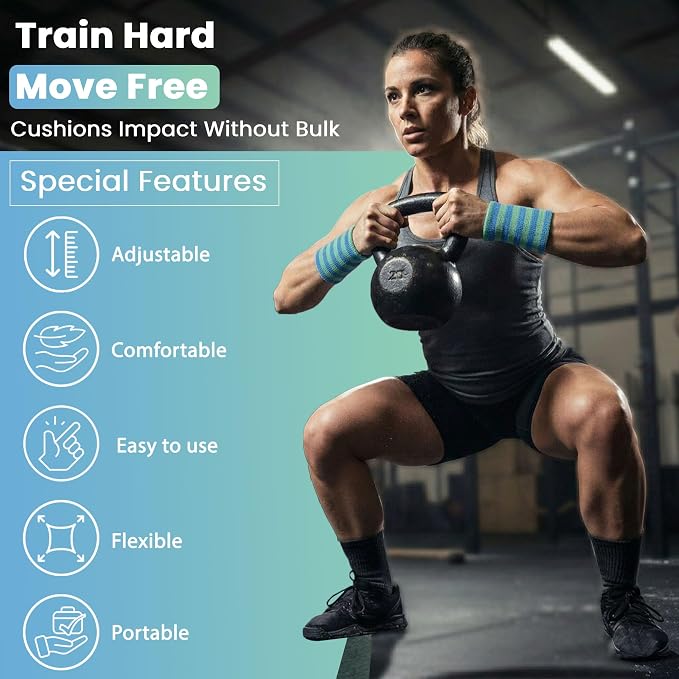 Kettlebell Wrist & Forearm Guards | Impact-Absorbing Wristbands for Kettlebell Training | Protects from Bruises | Breathable & Sweat-Wicking | Unisex Stretch Fit | One Size Fits All (Pair)