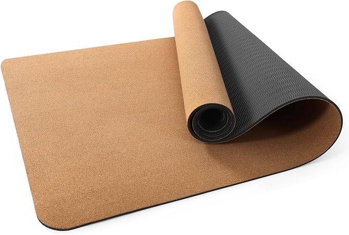 Umineux Cork Yoga Mat 1/4 & 2/5 Inch Thick 72 x 26 in | Thick Cork and TPE Non Slip Yoga Mats for Women Men, Sweat Proof, Sustainable, Great for Hot Yoga & Workouts