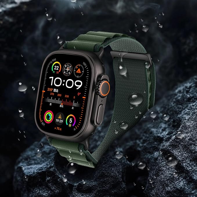 Alpine Nylon Sport Bands Compatible with Apple Watch Ultra Band 49mm 46mm 45mm 44mm 42mm Men Women, Stretch Loop Strap with D-Hook for iWatch Series 10 Ultra SE 9 8 7 6 5 4 3 2 1 (B-Dark Green, 38mm/40mm/41mm/42mm(Series 10))