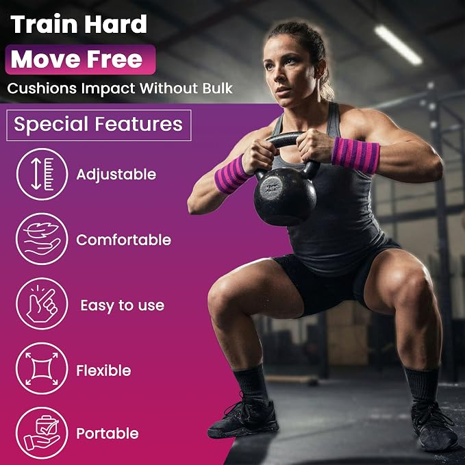 Kettlebell Wrist & Forearm Guards | Impact-Absorbing Wristbands for Kettlebell Training | Protects from Bruises | Breathable & Sweat-Wicking | Unisex Stretch Fit | One Size Fits All (Pair)