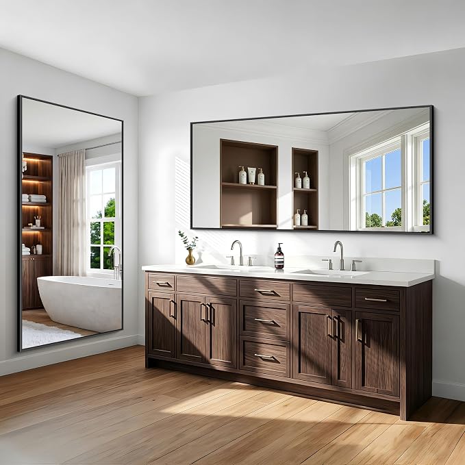 72x36 inch Large Black Bathroom Mirror, Black Rectangle Wall Mirror, Rectangle Mirror for Bathroom Over Sink, Frame Vanity Mirror for Entryway, Living Room, Bedroom, Hangs Horizontally or Vertically