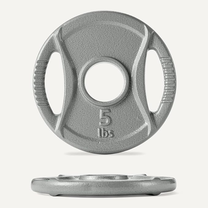 Amazon Basics 2-Inch Olympic Grip Weight Plates, Cast Iron, for Powerlifting, CrossFit & Strength Training