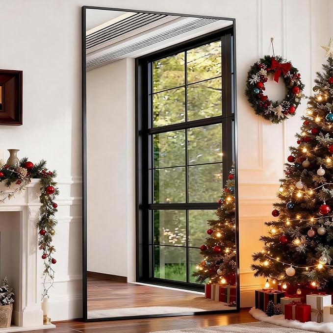 BEAUTYPEAK 76"x34" Rectangle Full Body Floor Mirrors, Full Length Mirror | Hanging or Leaning, Aluminum Alloy Frame Wall Mirror for Bedroom, Dressing Room, Black