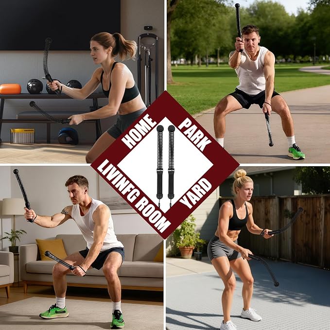 Weighted Ropeless Battle Ropes, Portable Cordless Battle Ropes with Poster | Heavy Duty Portable COCTN Battle Ropes for Strength Building, Cardio Fitness, Workout Equipment for Low-Impact Workout