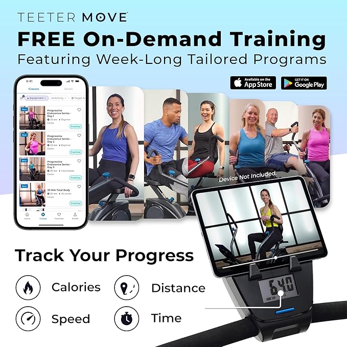 Teeter FreeStep Recumbent Cross Trainer Stepper, Zero-Impact Exercise Bike Alternative w/Patented Physical Therapy Stride, Up to 350lb, Free App w/Trainer Workouts