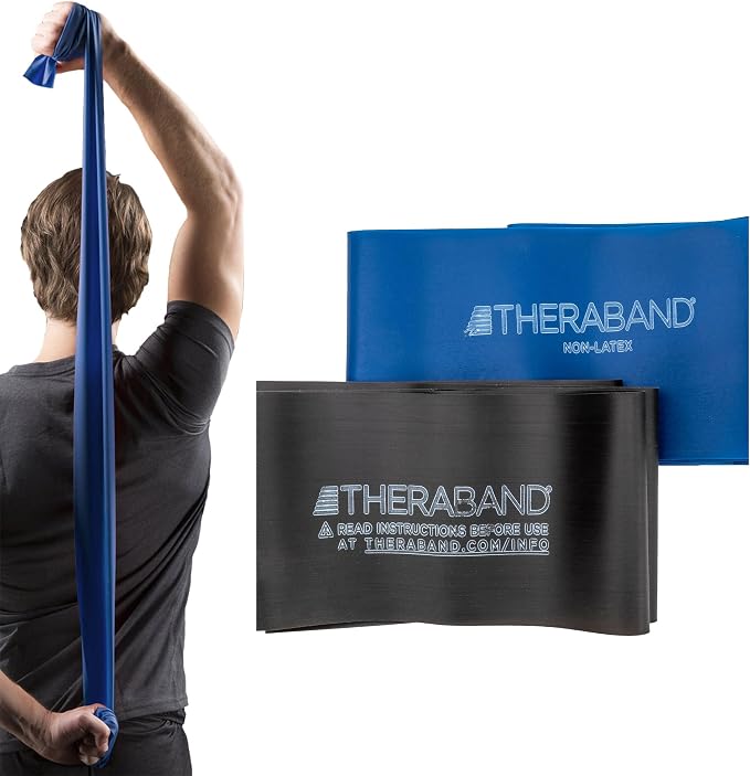 THERABAND Resistance Bands Set, Elastic Bands for Exercise & Physical Therapy, Strength Training for Upper & Lower Body Fitness